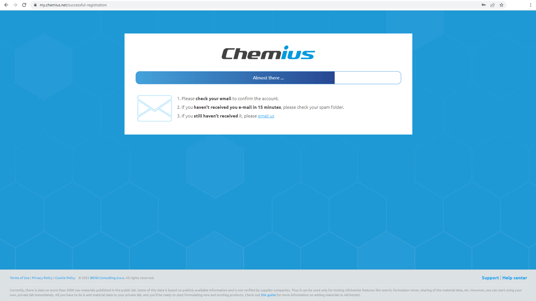 Chemius confirmation email