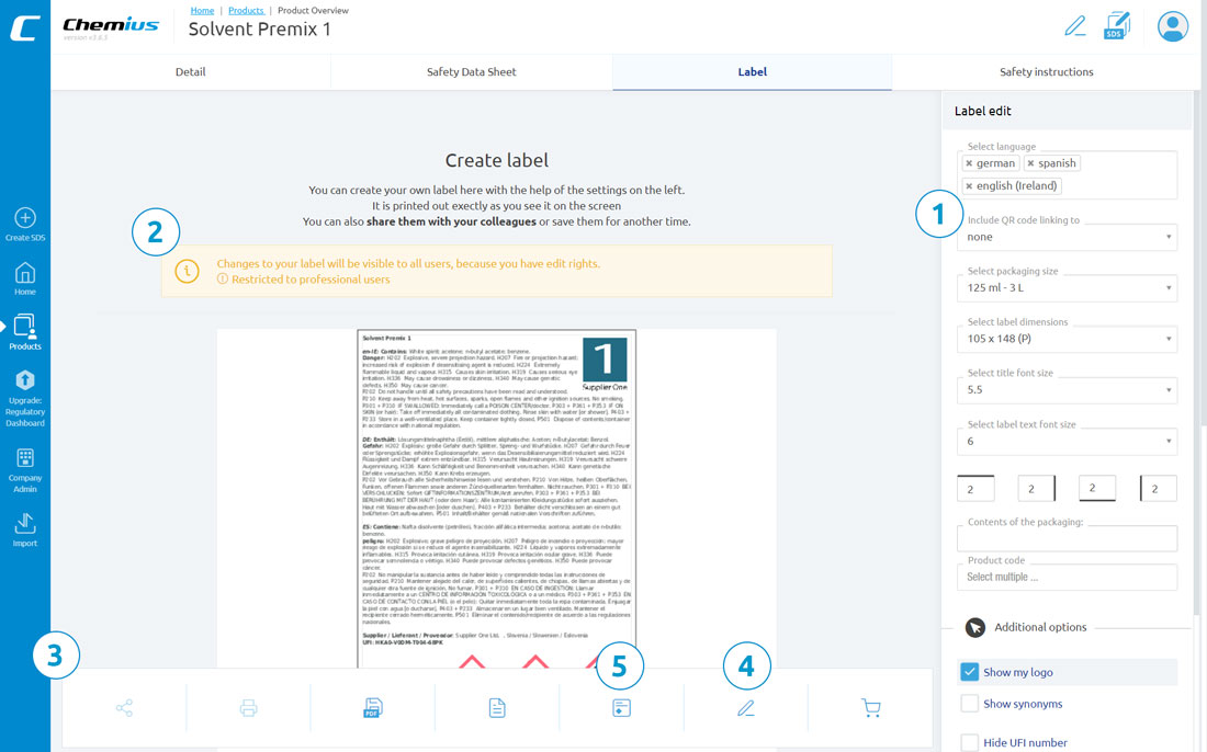 Create compliant labels in seconds