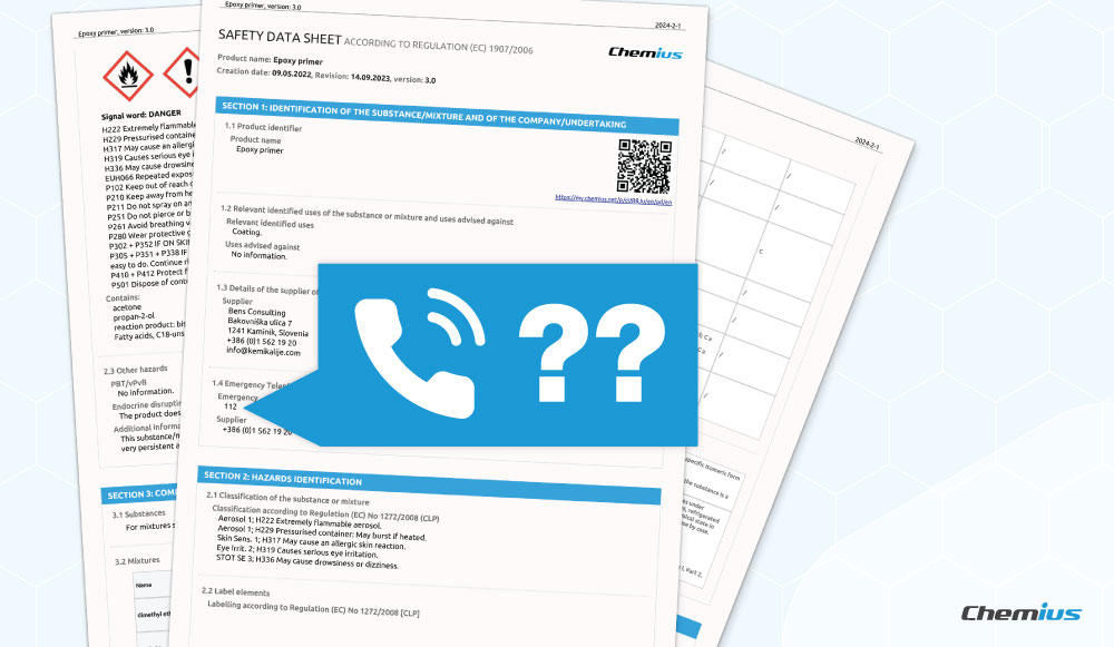 For which countries do you need to adjust the emergency telephone number in the SDS?